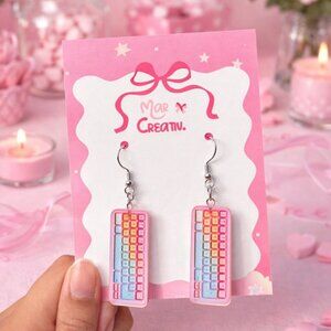 Cute Keyboard Earrings Pastel Aesthetic Dangle Earrings Tech Lover Statement Jew